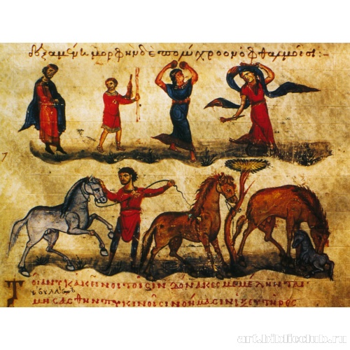 Охотничья сцена и танец менад