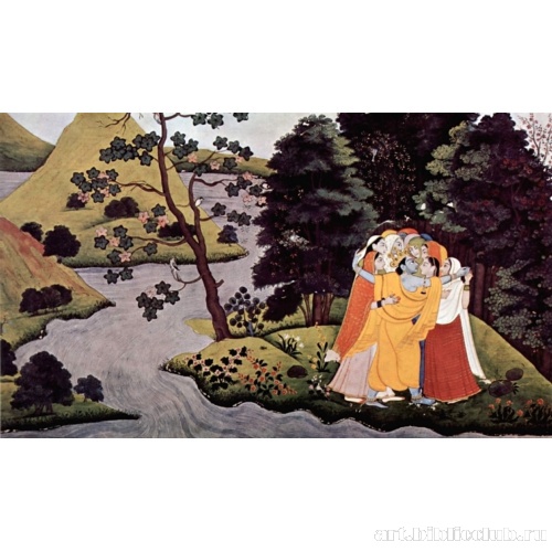 Кришна обнимает гопи