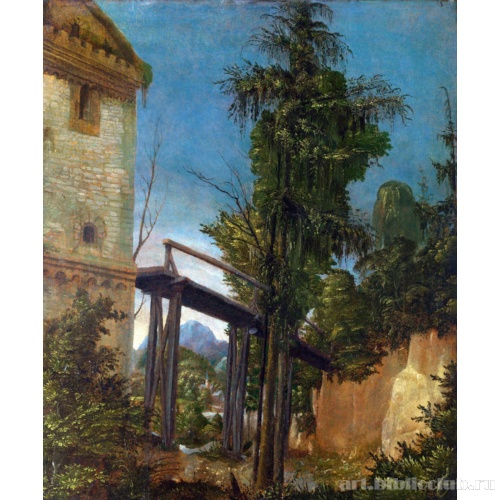 Пейзаж с пешеходным мостом