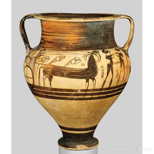 Сосуд для смешивания вина с водой (кратер) с изображением состязания с ремнями