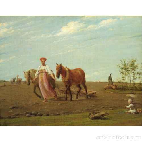 На пашне. Весна