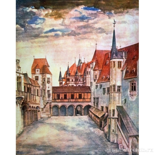 Двор бывшего замка в Инсбруке с облаками