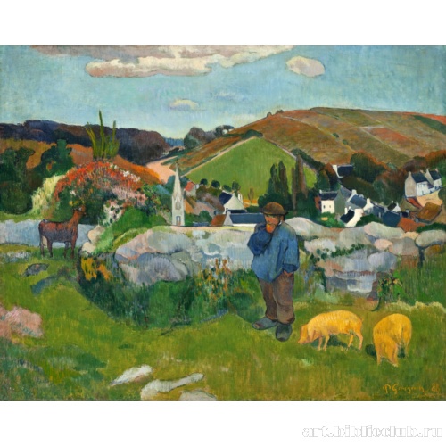 Бретонский пейзаж со свинопасом