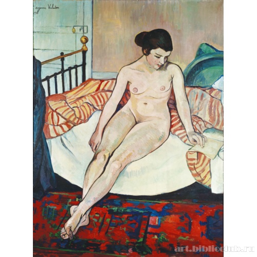 Обнаженная с полосатым одеялом