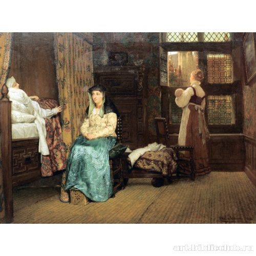 Посещение больной: интерьер голландской комнаты
