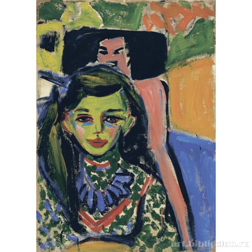 Франци перед резным креслом