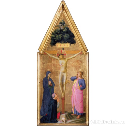 Распятый Христос, Дева Мария, кардинал Торквемада и Иоанн Богослов