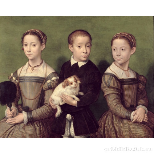 Трое детей с собакой