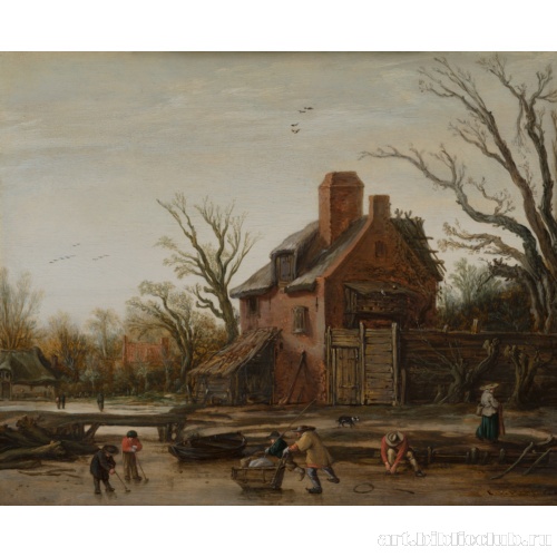 Зимний пейзаж с сельским домом