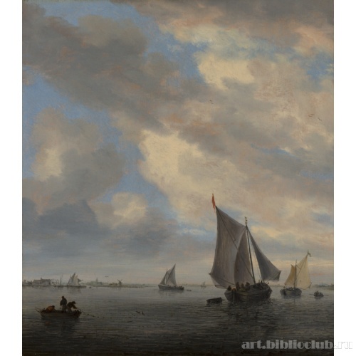 Вид озера с парусными судами