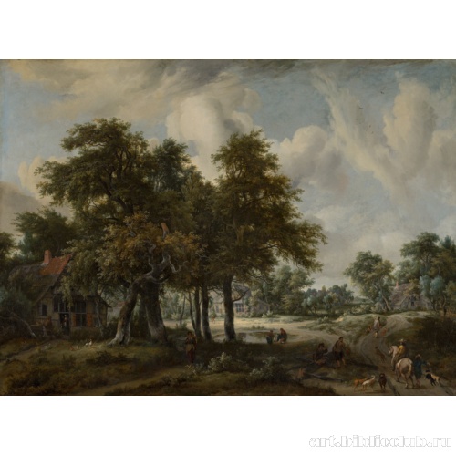 Лесной пейзаж с домами