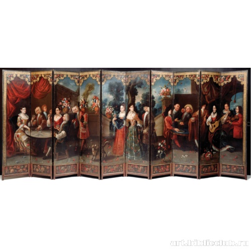 Прием гостей на террасе загородного дома. Ширма