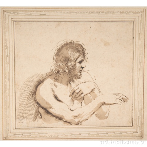 Фигура обнаженного мужчины, обращенная вправо