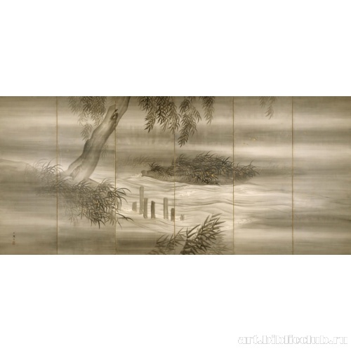 Речной пейзаж с светлячками