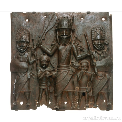 Панель из дворцового интерьера с изображением военачальника, солдат и слуг