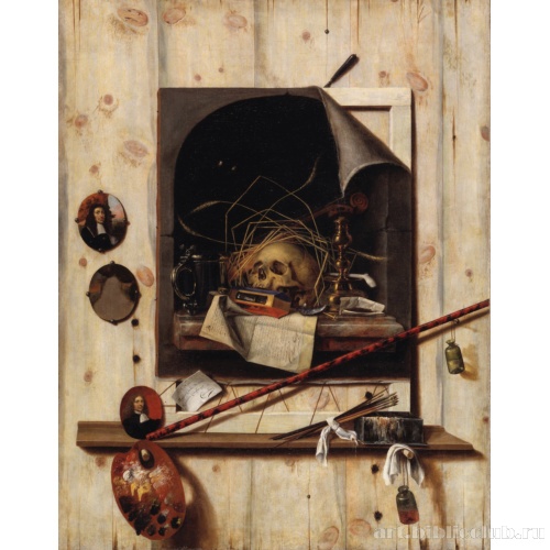 Тромплей. Стена мастерской с натюрмортом на тему «vanitas»
