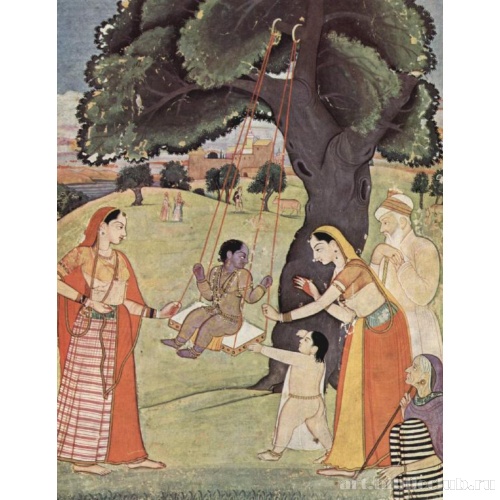 Из цикла «Рагмала». Кришна на качелях