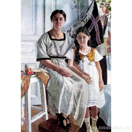 Портрет Л. Я. Рыбаковой с дочерью Олей