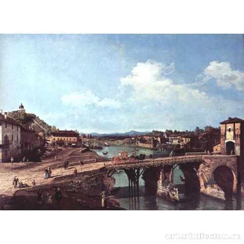 Вид на античный мост на реке По в Турине