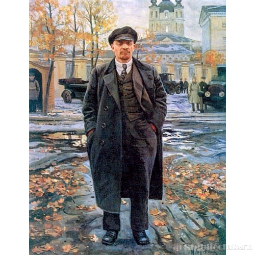 В. И. Ленин на фоне Смольного