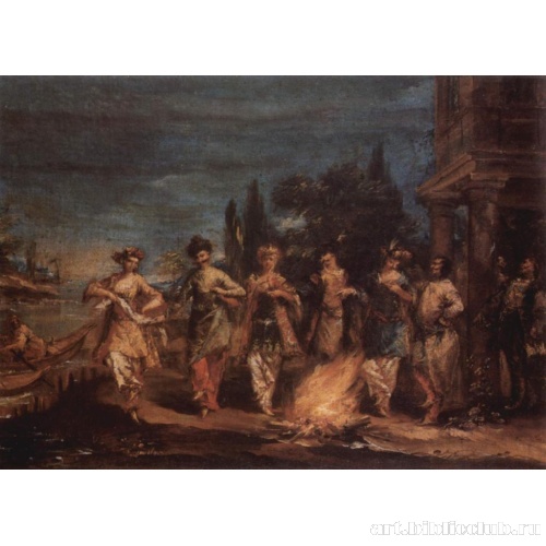 Три турецкие пары танцуют перед огнем