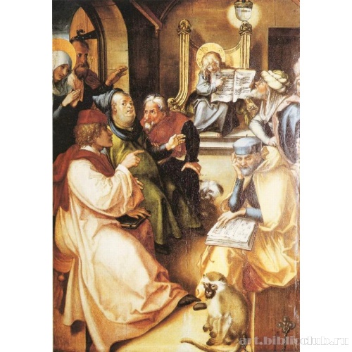 Семь скорбей Марии, центральная часть,  Двенадцатилетный Иисус в храме