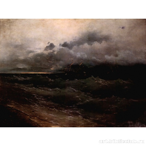 Корабли в бурном море. Восход солнца