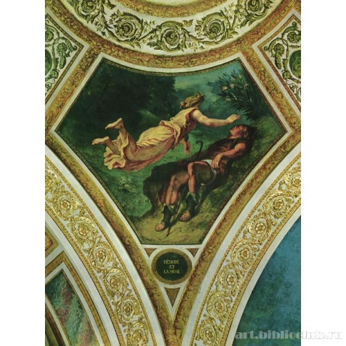 Бурбонский дворец, роспись паруса под куполом Поэзии: Гесиод и Муза