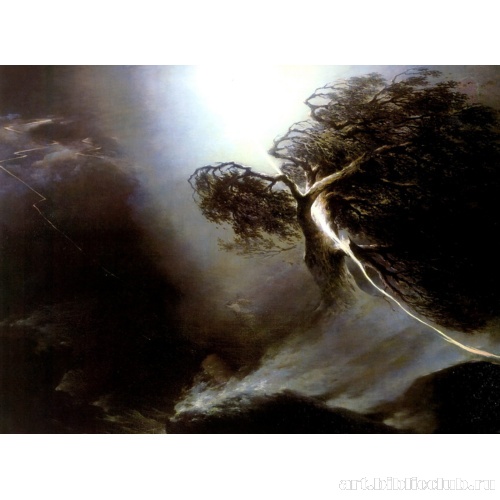 Дуб, раздробленный молнией. Аллегория на смерть жены художника