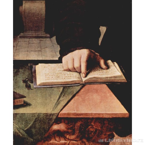 Портрет Уголино Мартелли. Деталь: рука на раскрытой книге
