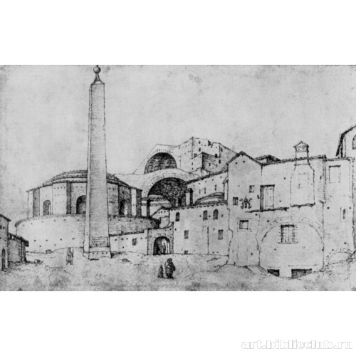 Ватиканский обелиск близ собора Святого Петра и церковь Санта Мария Мария деллe Фебре в Риме