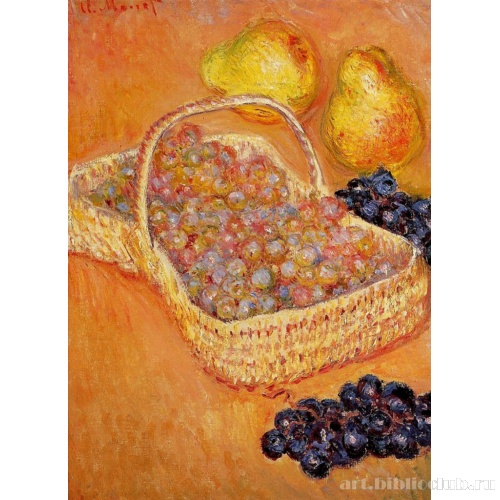 Корзина с виноградом и грушами