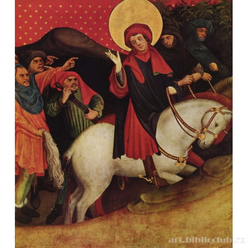 Алтарь св. Фомы, фрагмент левой створки, сцена внизу. Поношение св. Фомы Кентерберийского